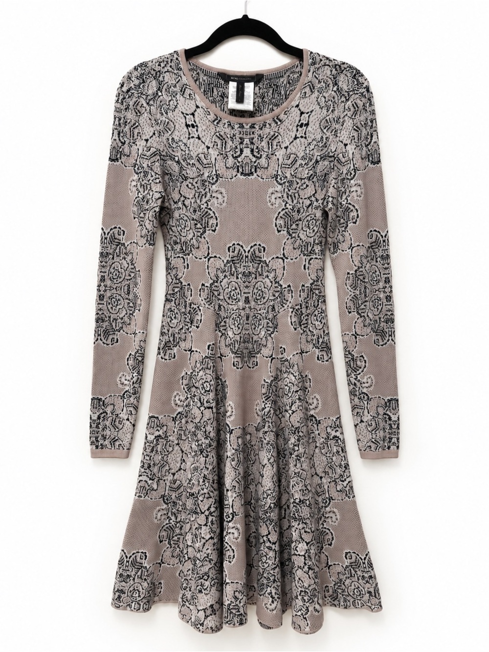 BCBGMAXAZRIA Silk Jacquard Sweater Dress S